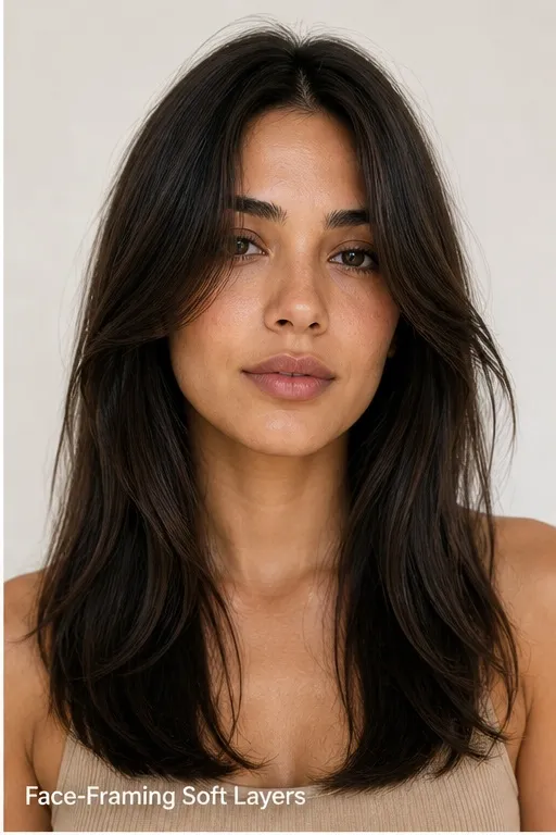 AI preview of the same person with face-framing soft layers